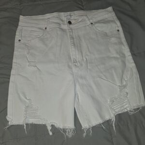 RISEN White Distressed Women’s Denim Shorts